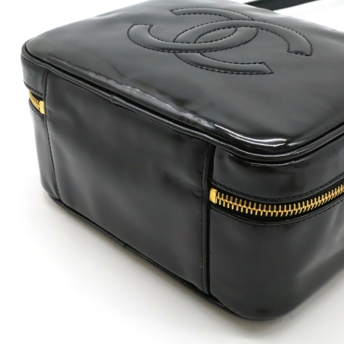 Chanel Black Leather Handbag Shoulder Bag Vanity Bag ()