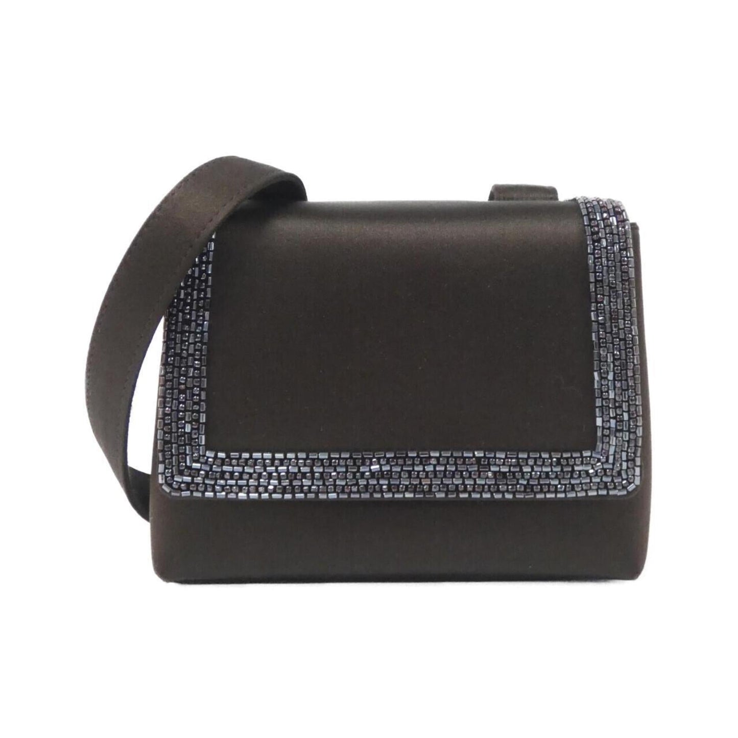 Chanel Brown Satin Beads Shoulder Bag ()