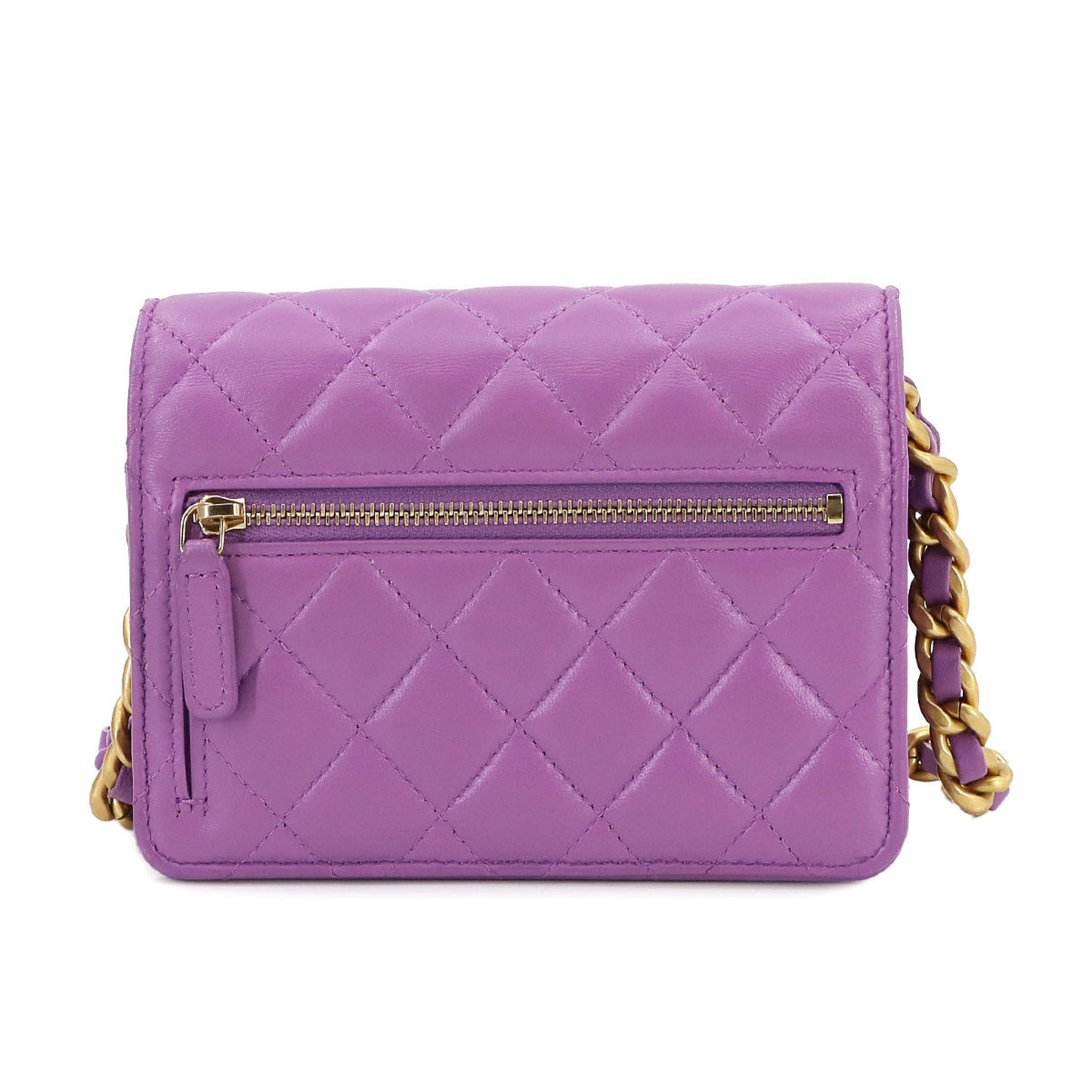 Chanel Matelasse Purple Leather Chain/Shoulder Wallet ()