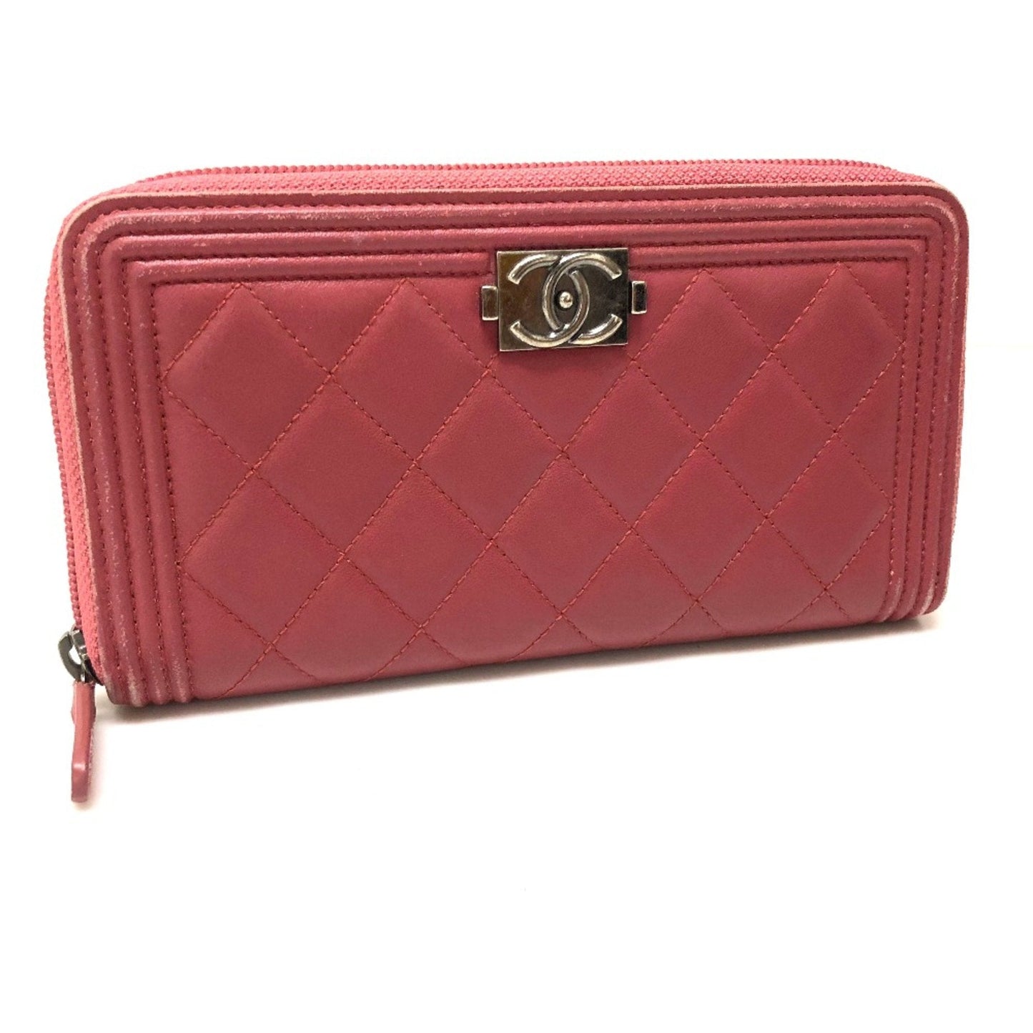 Chanel Pink Leather Long Wallet (Bi-Fold) ()