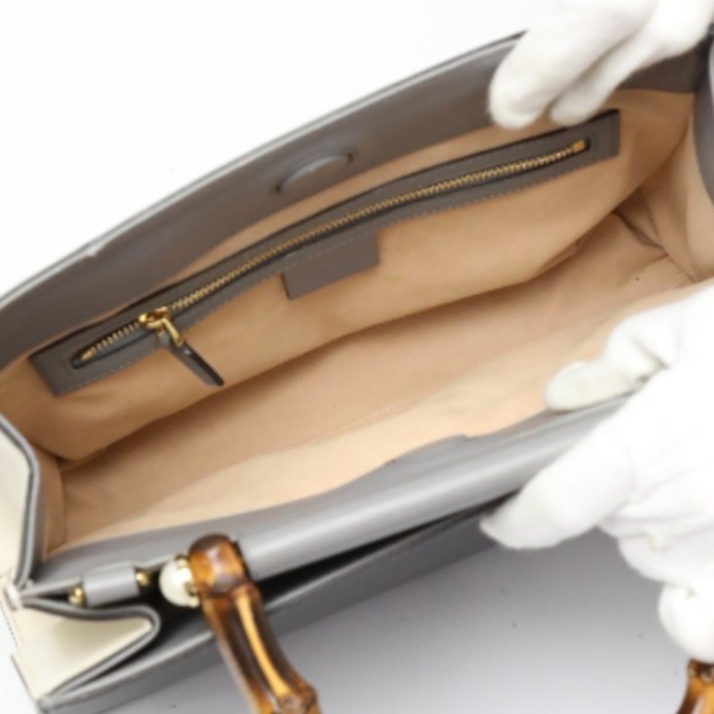 Gucci Gray Bamboo Handbag ()