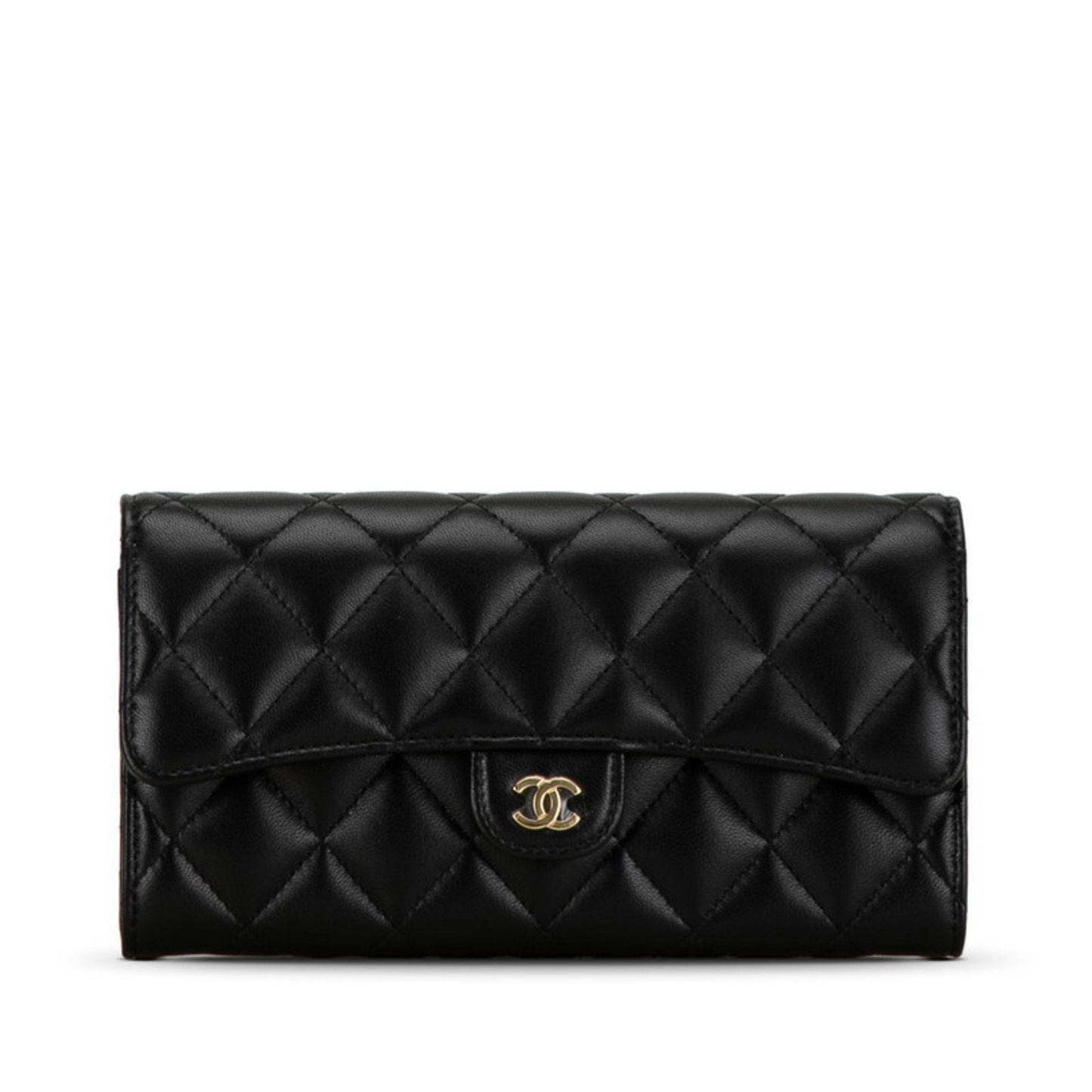 Chanel Black Leather Long Wallet (Bi-Fold) ()