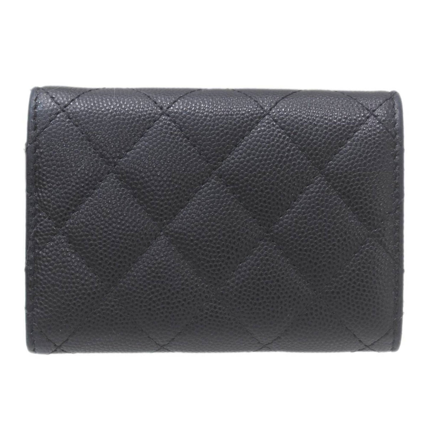Chanel Black Grained Calfskin Wallet (Tri-Fold) ()