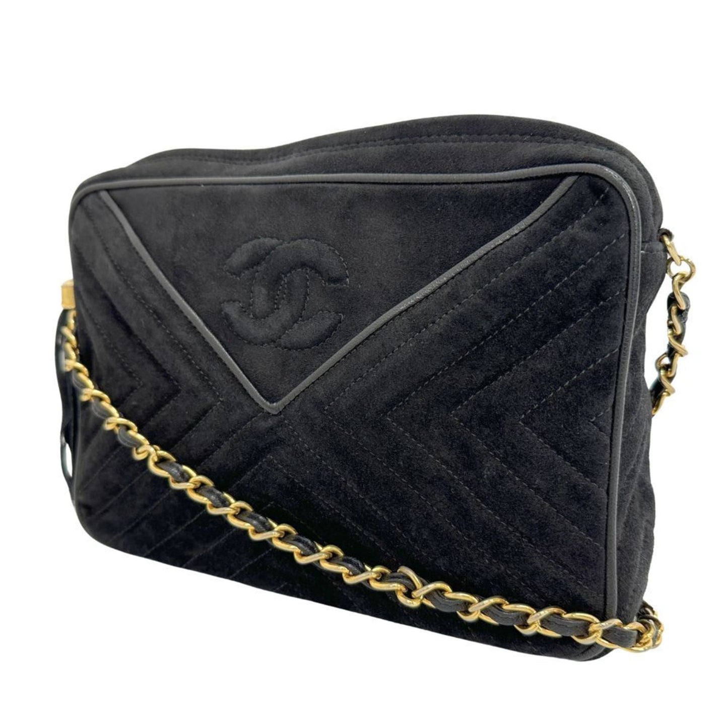 Chanel Black Suede Shoulder Bag ()