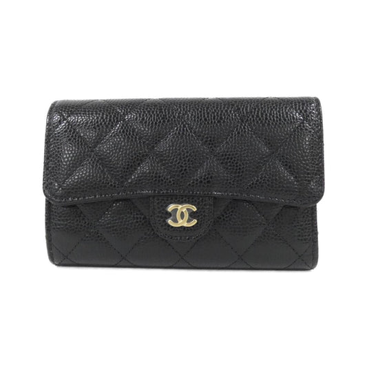 Chanel Black Bordeaux Grained Calfskin Wallet (Tri-Fold) ()