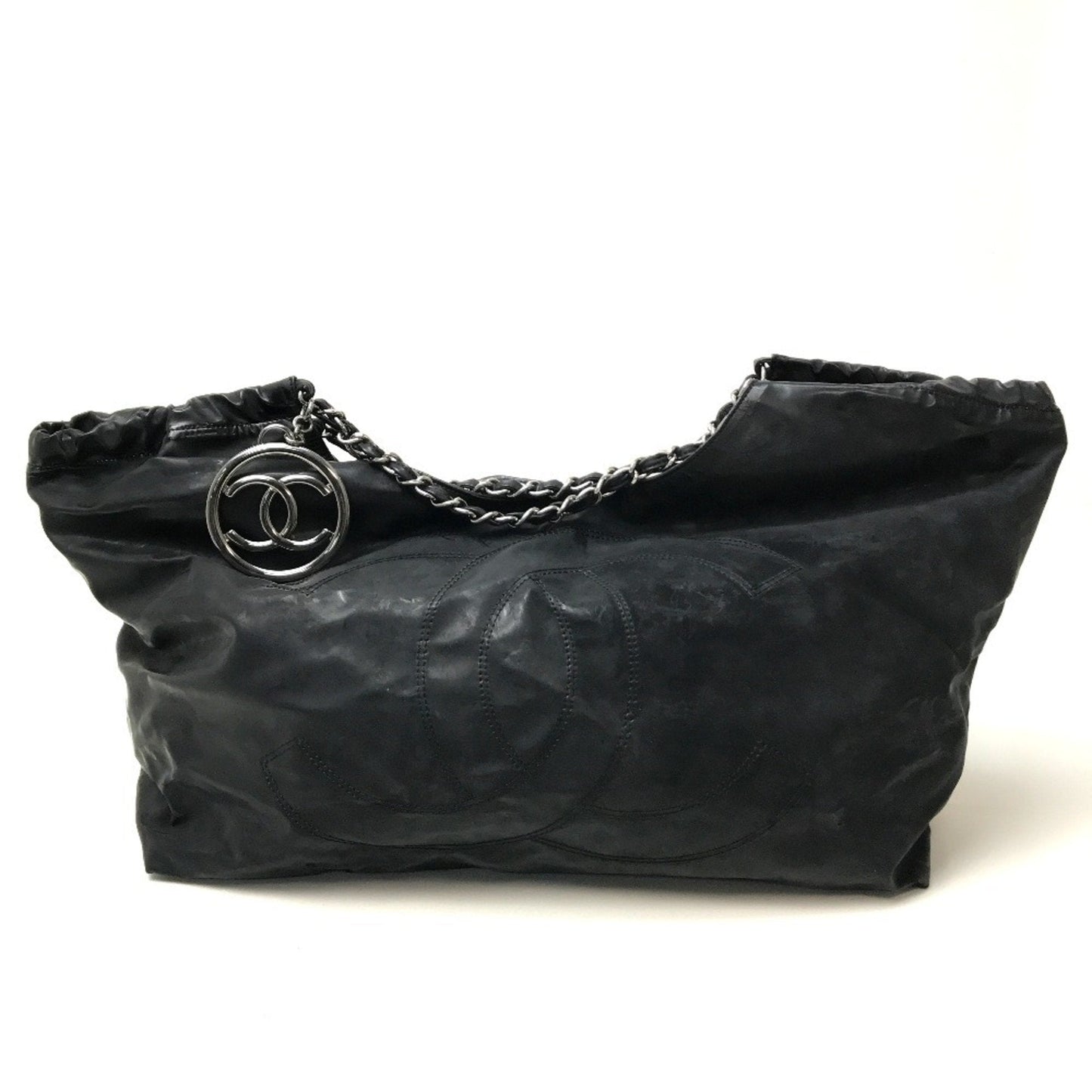 Chanel Black Patent Leather Shoulder Bag Tote Bag ()