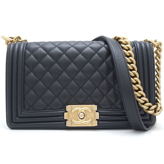Chanel Black Caviar Leather Shoulder Bag ()