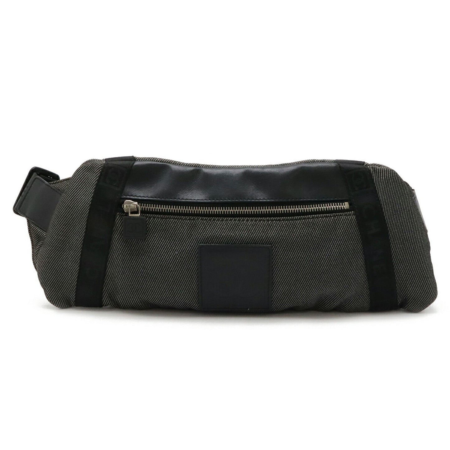 Chanel Black Silver Jacquard Leather Sling Bag ()