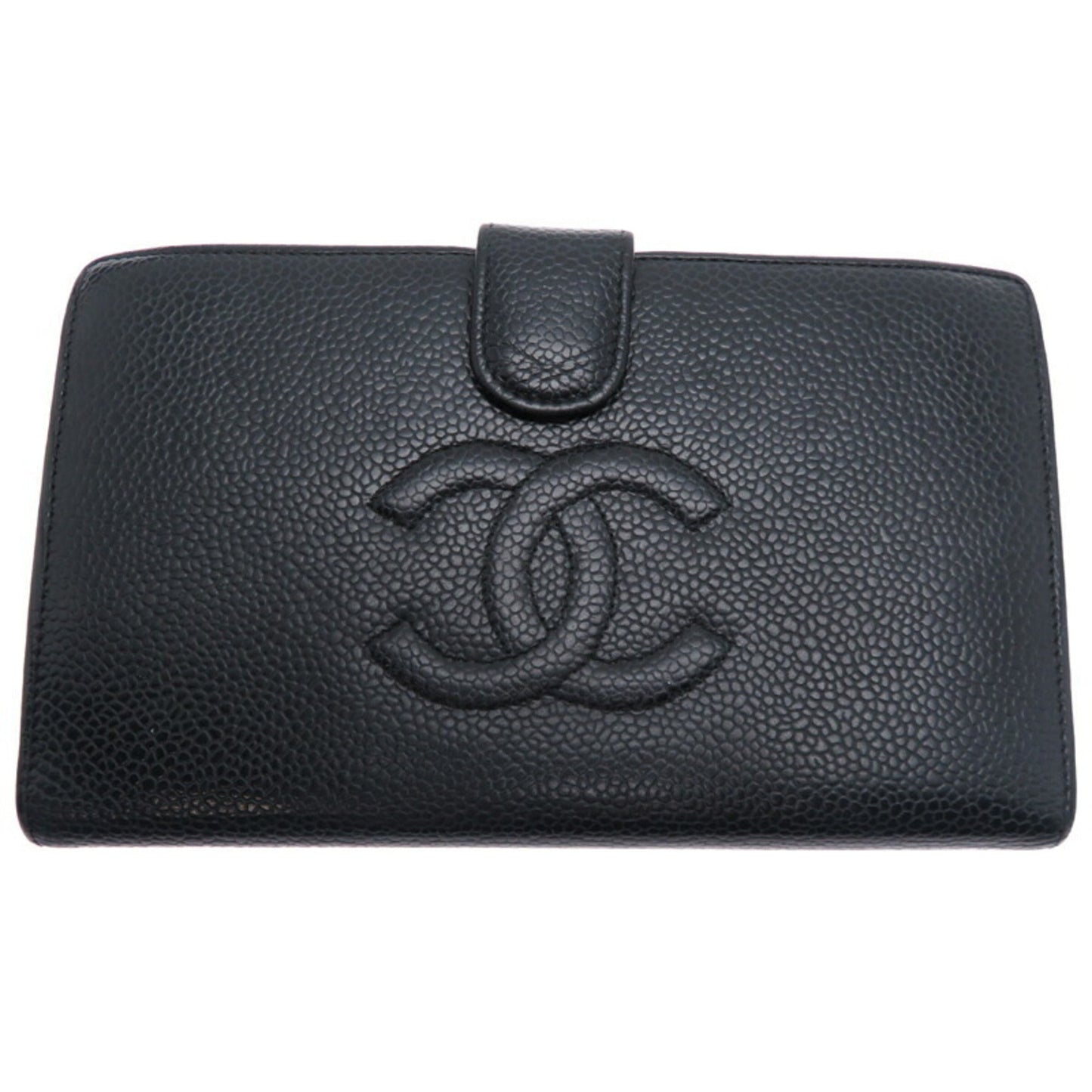 Chanel Black Grained Calfskin Long Wallet (Bi-Fold) ()