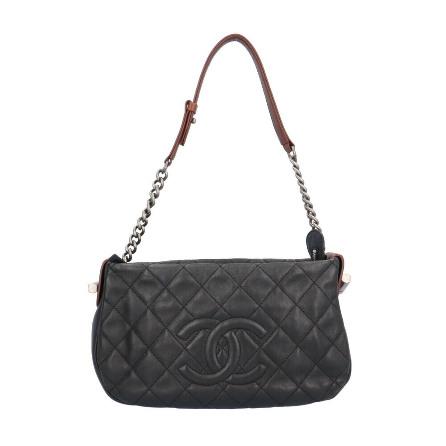 Chanel Black Brown Leather Shoulder Bag ()