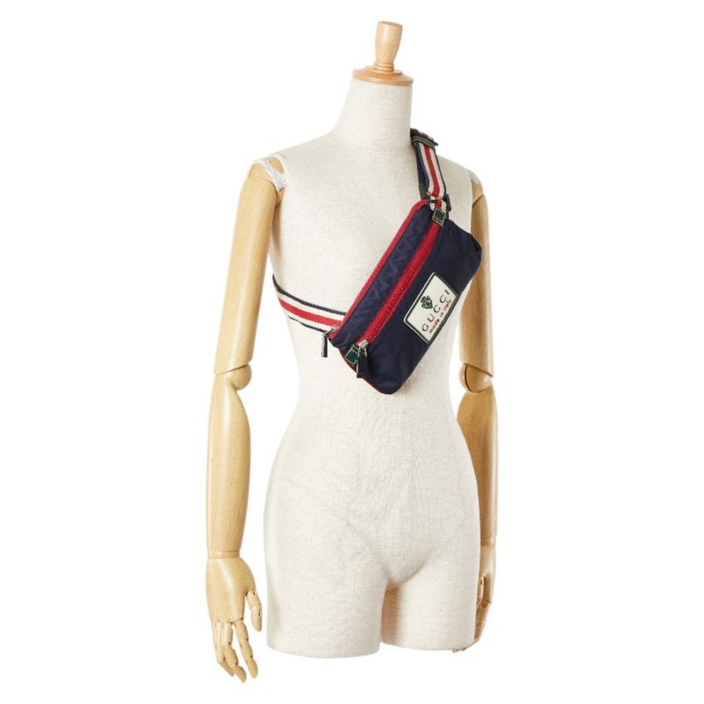 Gucci Green Navy Red Color Nylon Rubber Fanny Pack ()