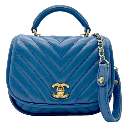 Chanel Blue Leather Handbag Shoulder Bag ()