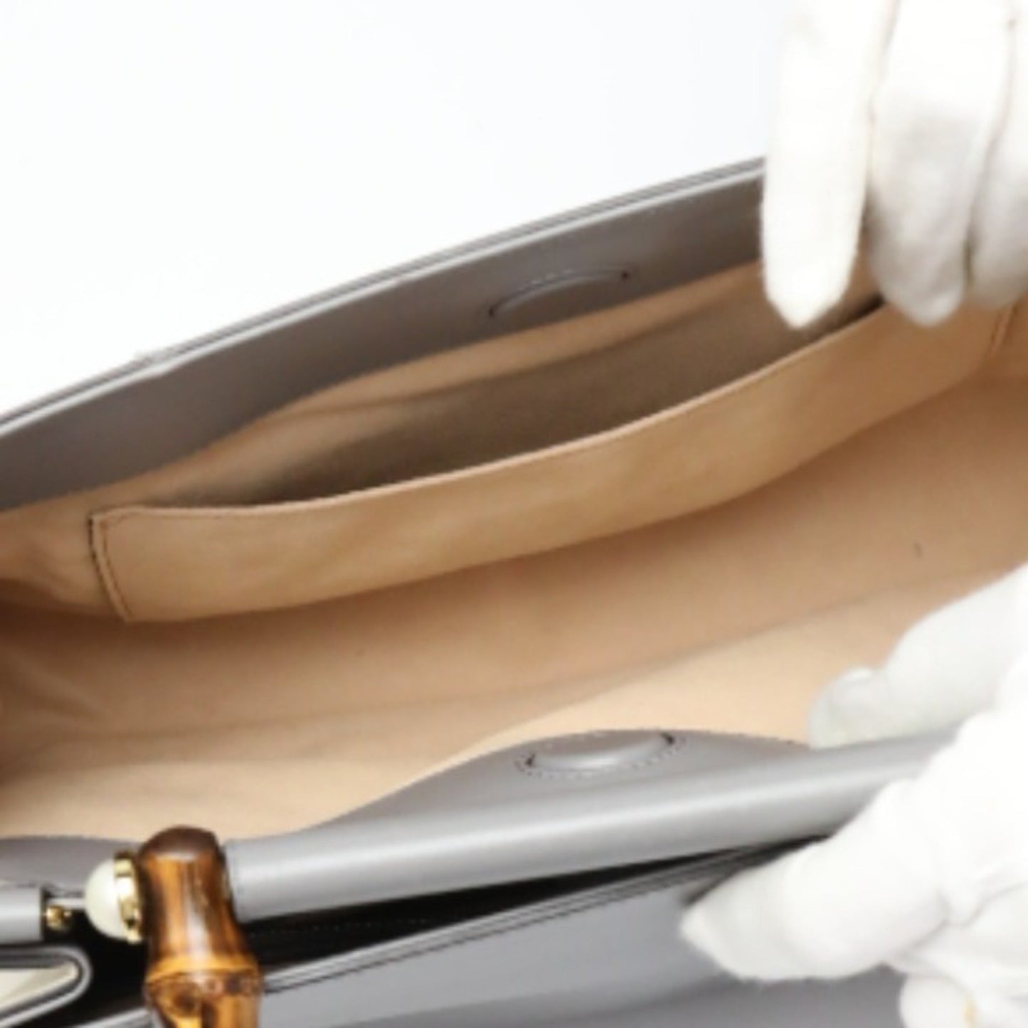 Gucci Gray Bamboo Handbag ()
