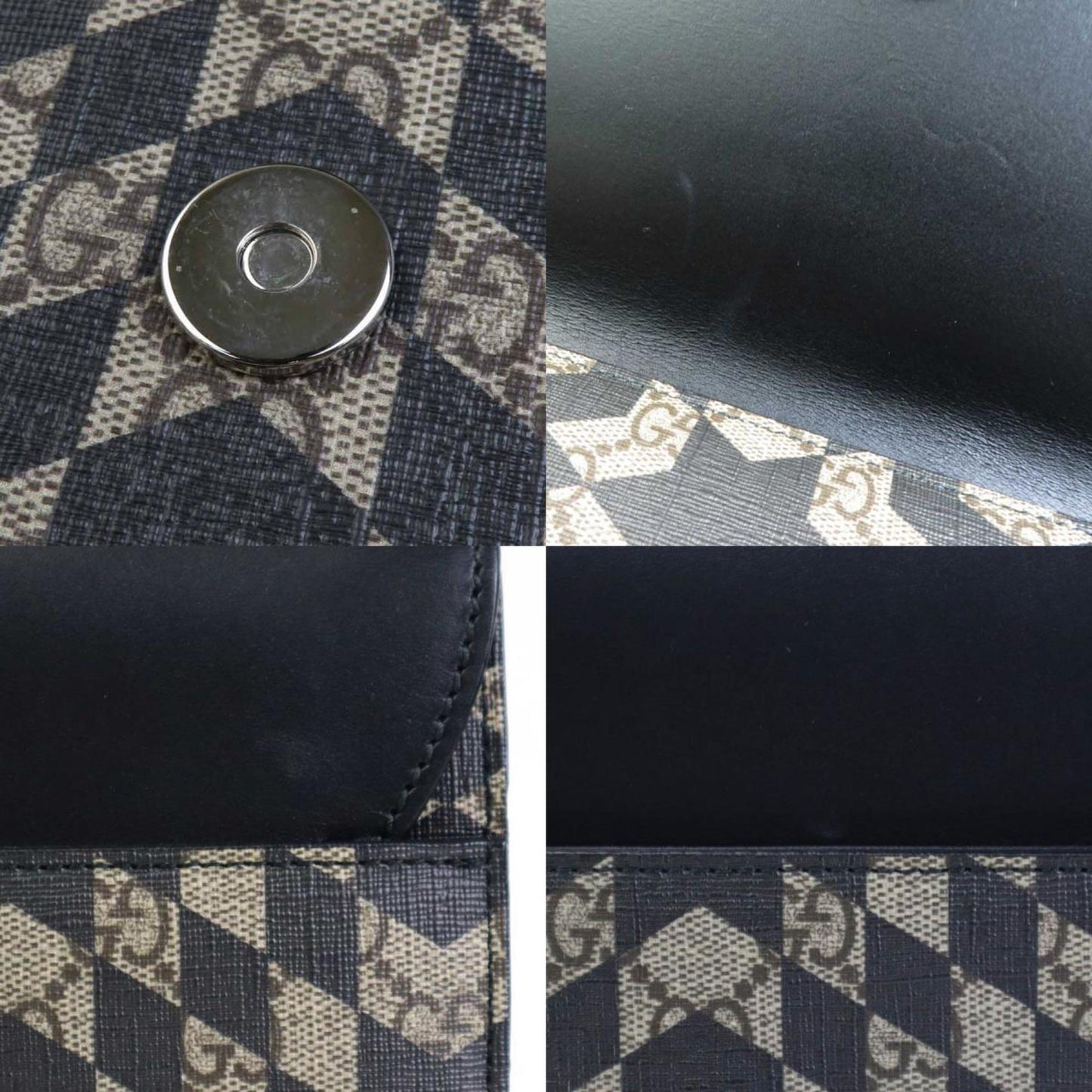 Gucci Black Brown Pvc Leather Clutch Bag ()