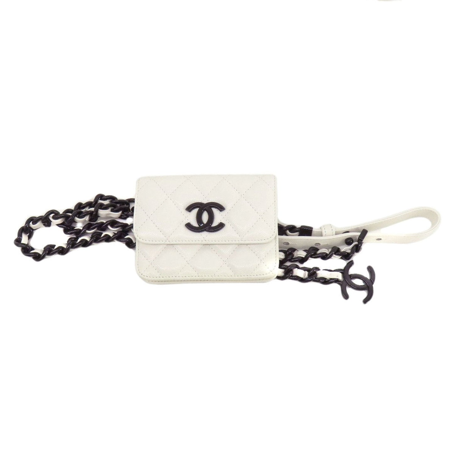 Chanel Black White Caviar Leather Fanny Pack ()