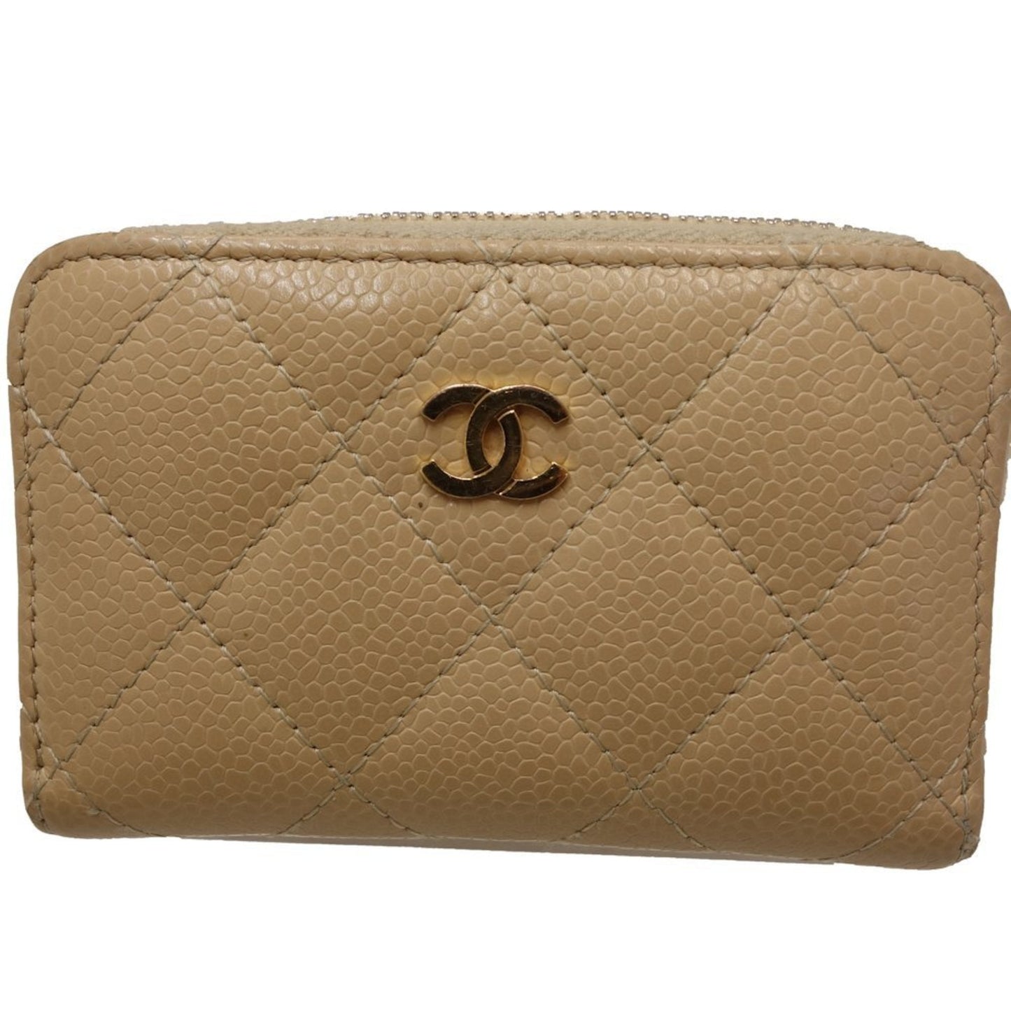 Chanel Beige Beige Gold Grained Calfskin Coin Purse/Coin Case ()