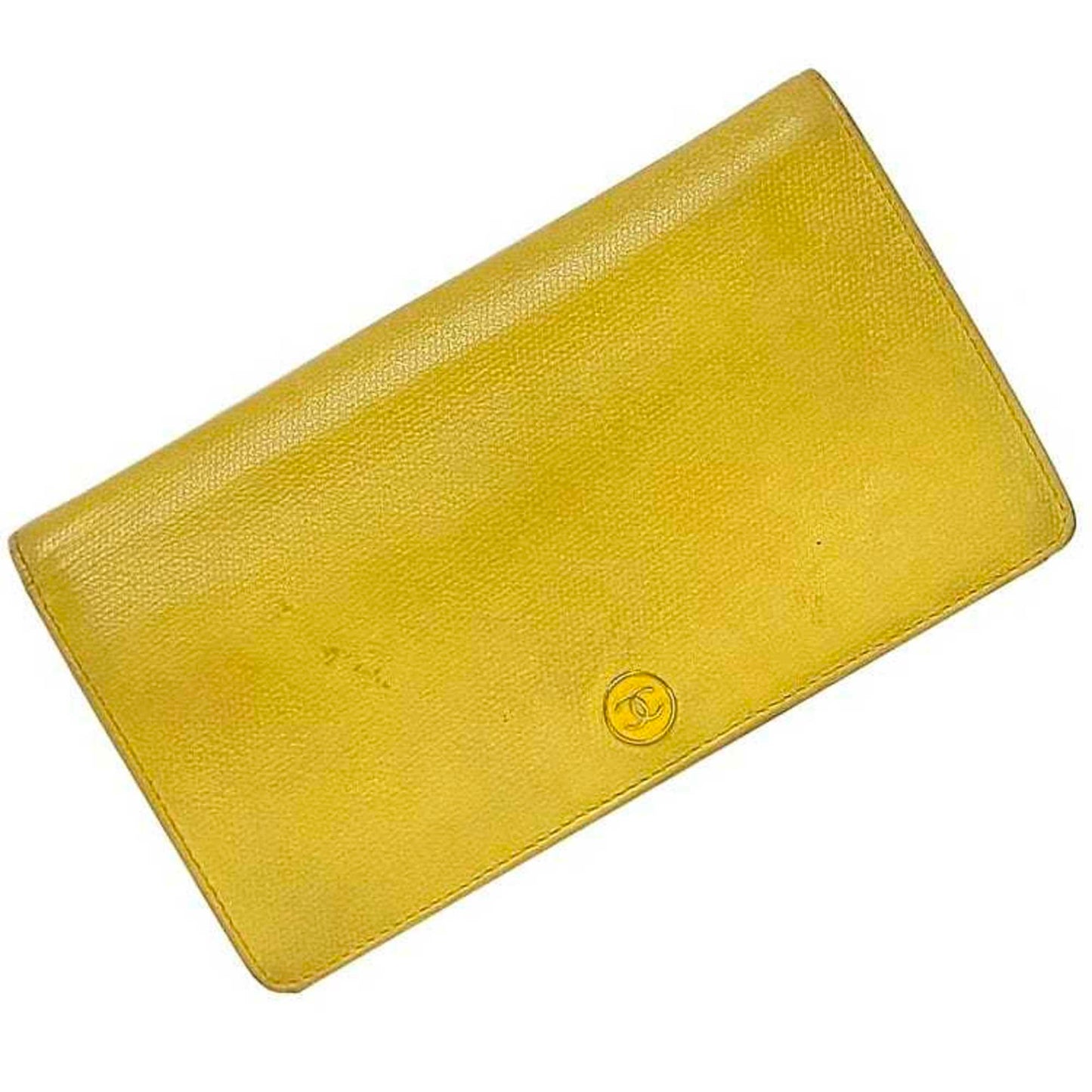 Chanel Yellow Leather Long Wallet (Bi-Fold) ()