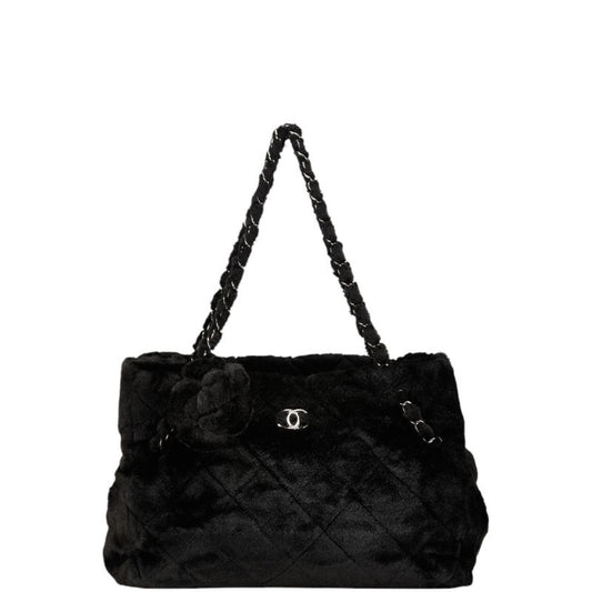 Chanel Black Faux Fur Shoulder Bag Tote Bag ()