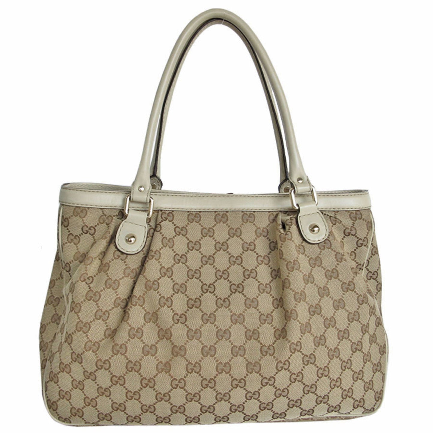 Gucci Beige Canvas Leather Handbag ()