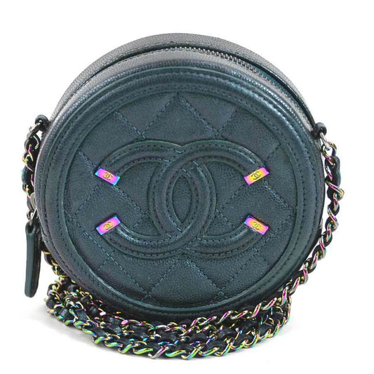 Chanel Aurora (Spangles) Metallic Dark Green Caviar Leather Metal Shoulder Bag ()