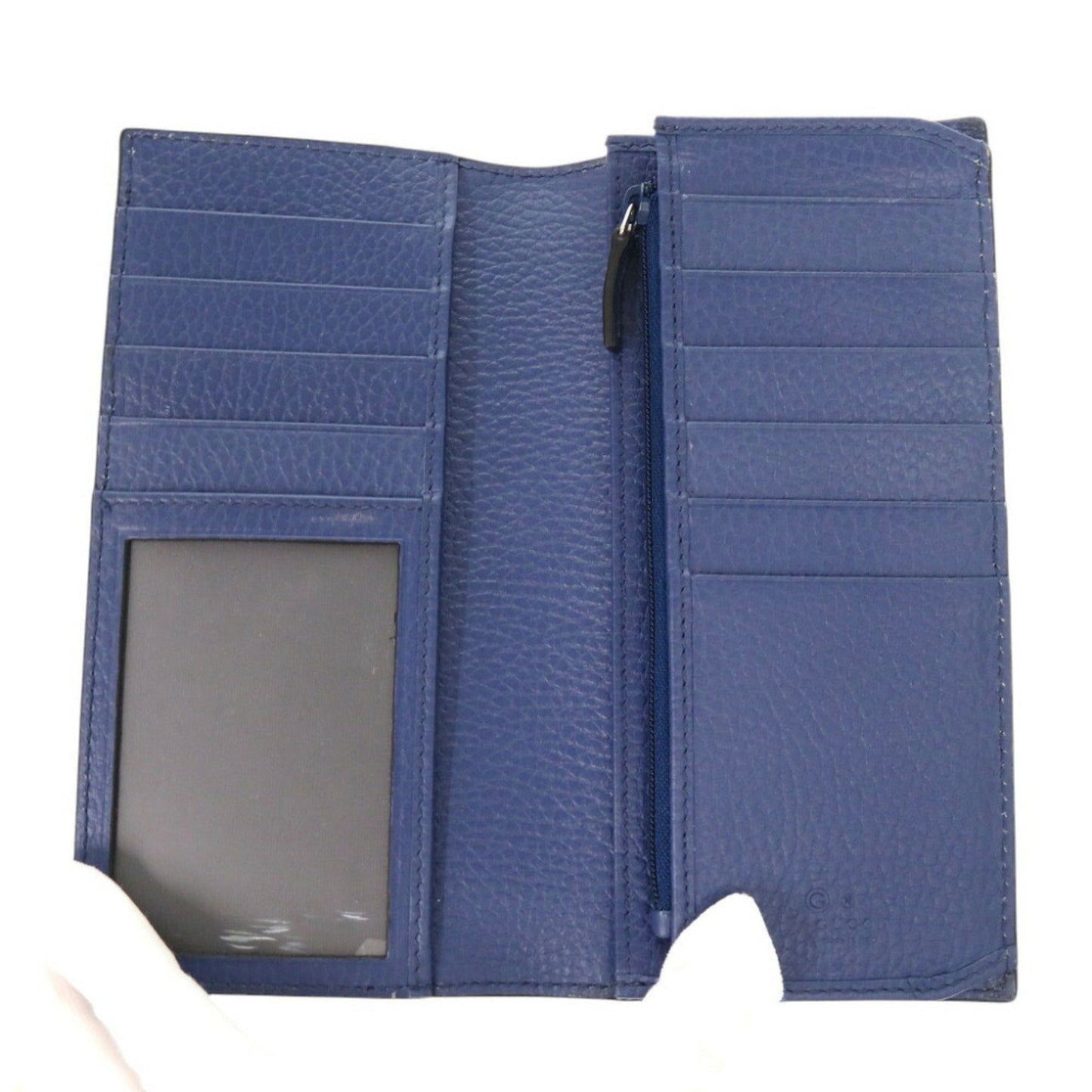 Gucci Black Blue Leather Long Wallet (Bi-Fold) ()