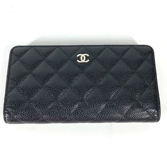 Chanel Black Leather Long Wallet (Bi-Fold) ()