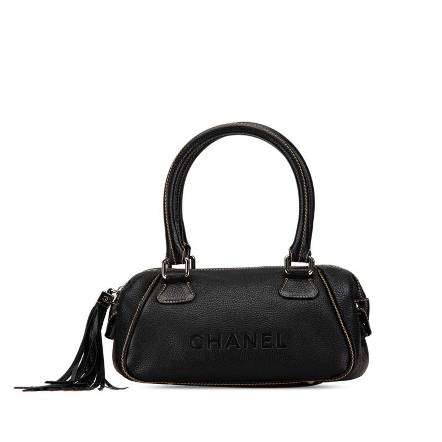 Chanel Black Leather Boston Bag Handbag ()