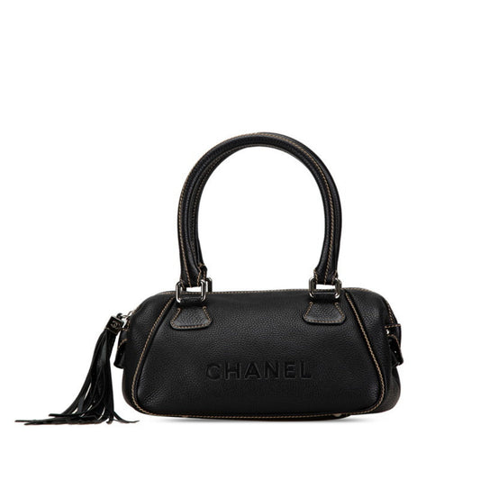 Chanel Black Leather Boston Bag Handbag ()