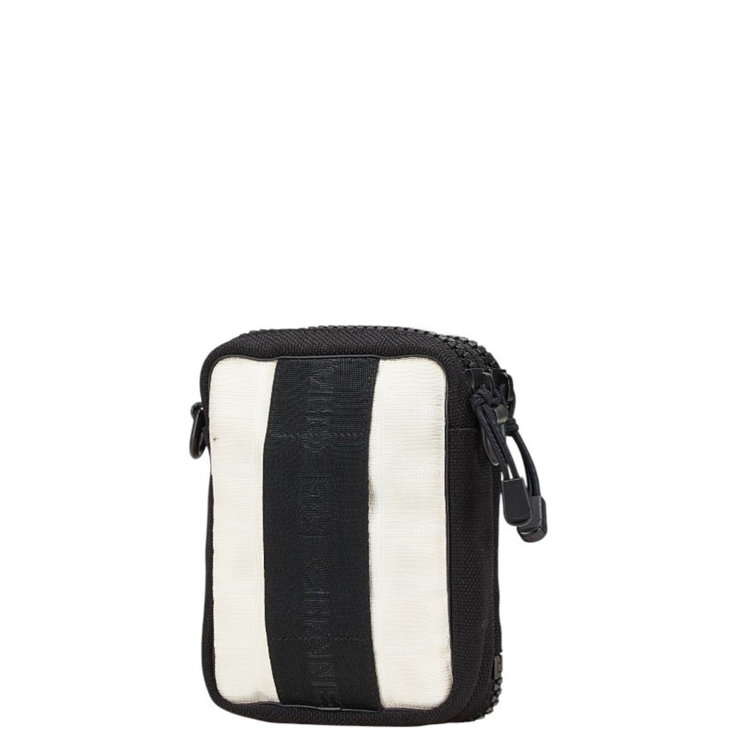 Chanel Beige Black Nylon Pochette Shoulder Bag ()