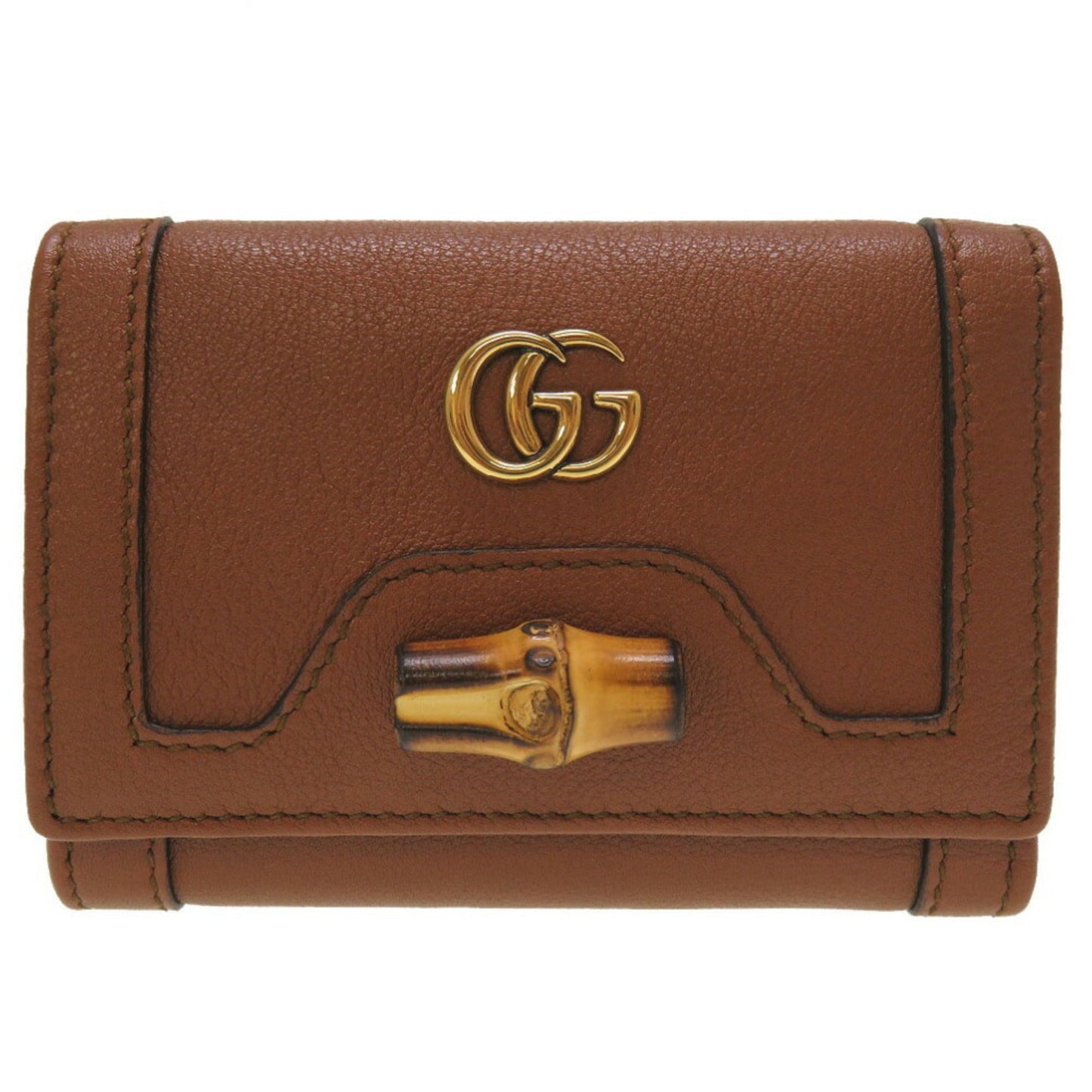 Gucci Bamboo Brown Bamboo Leather Wallet (Tri-Fold) ()