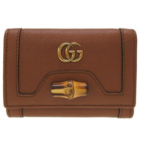 Gucci Bamboo Brown Bamboo Leather Wallet (Tri-Fold) ()