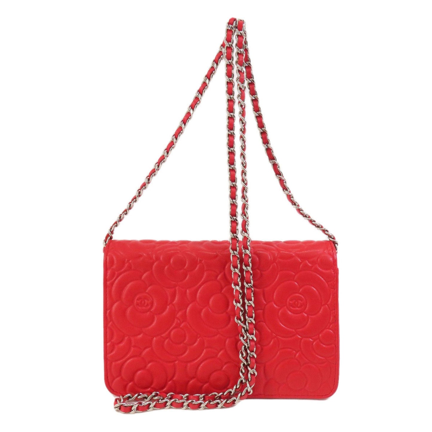 Chanel Red Color Leather Chain/Shoulder Wallet ()