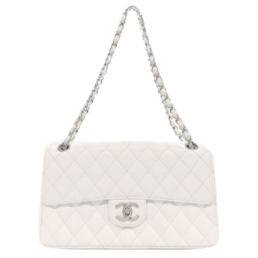 Chanel White Caviar Leather Shoulder Bag ()