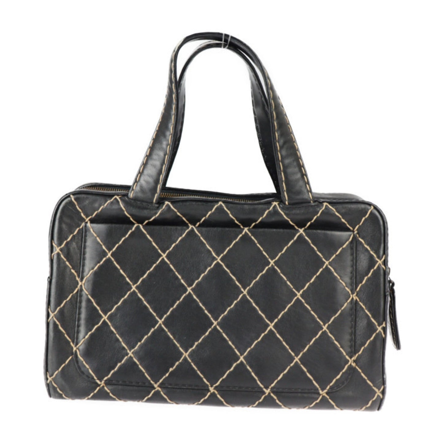 Chanel Wild Stitch Black Leather Handbag Shopping Bag Tote Bag ()