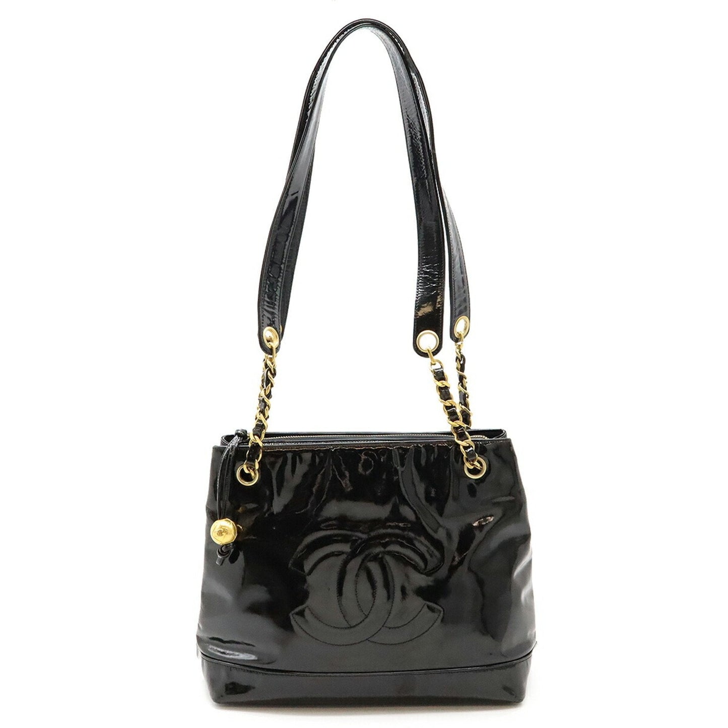 Chanel Black Patent Leather Shoulder Bag Tote Bag ()