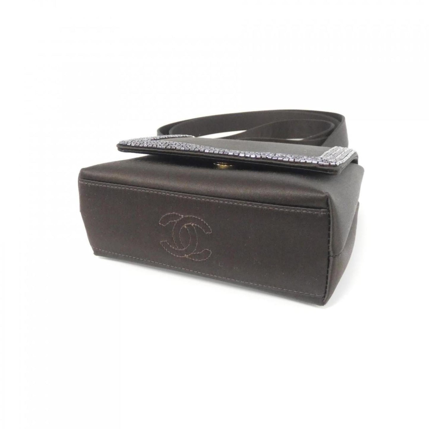 Chanel Brown Satin Beads Shoulder Bag ()