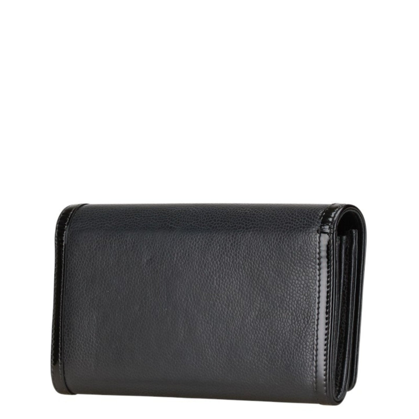 Chanel Black Grained Calfskin Leather Long Wallet (Bi-Fold) ()