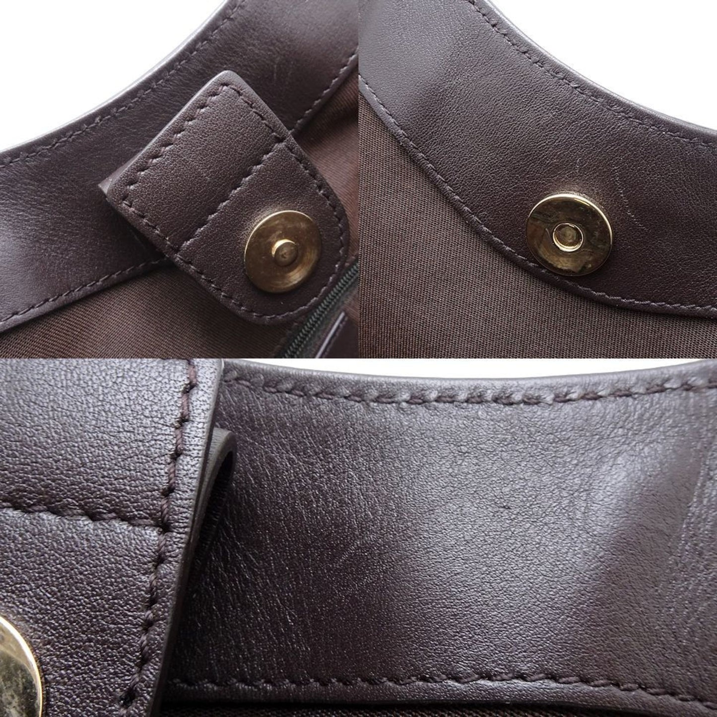 Gucci Beige Dark Brown Gg Canvas Leather Tote Bag ()