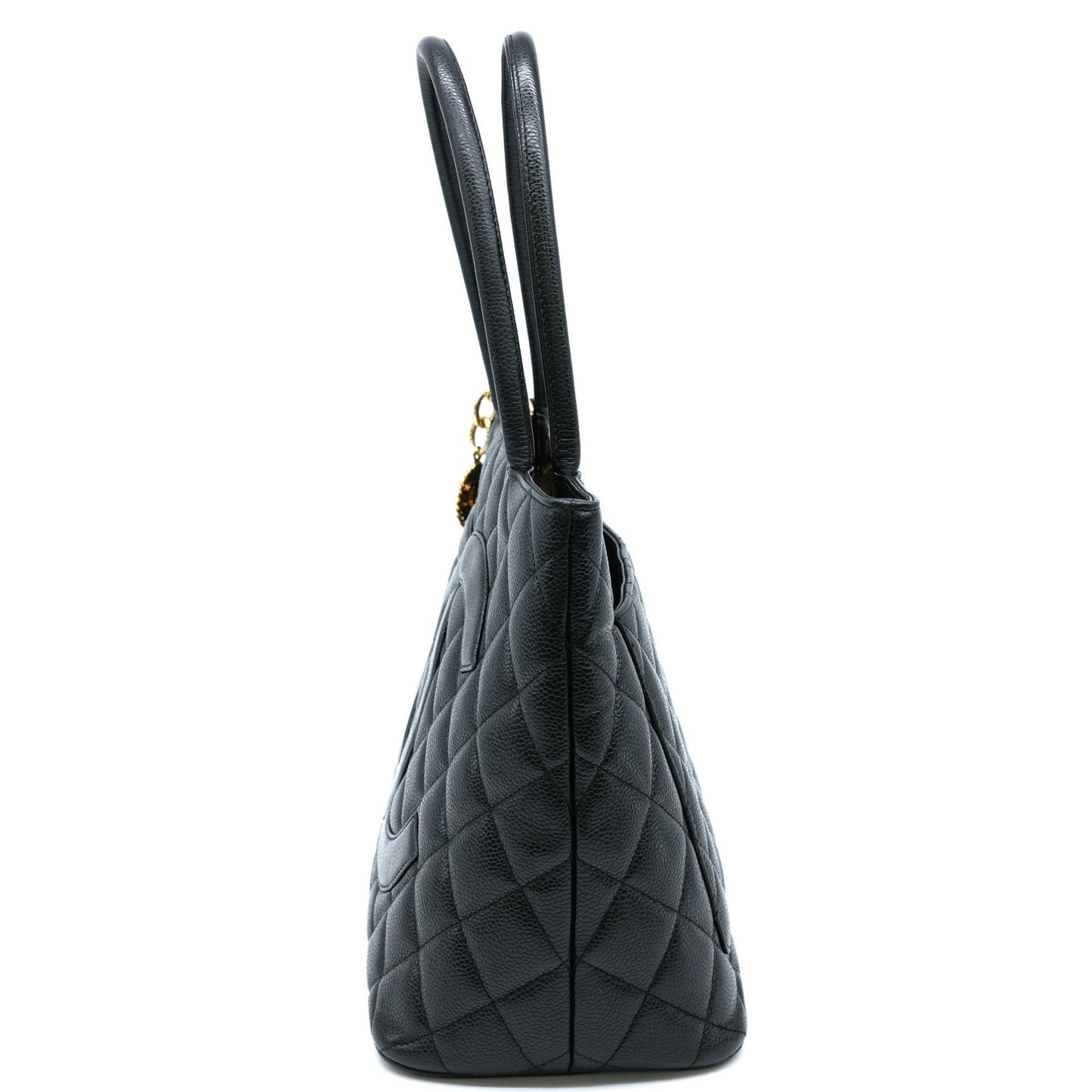 Chanel Black Caviar Leather Handbag Tote Bag ()