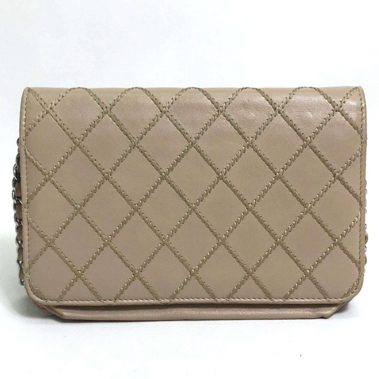 Chanel Beige Leather Long Wallet (Bi-Fold) ()