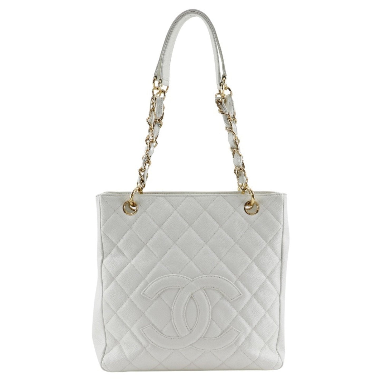 Chanel White Caviar Leather Shoulder Bag Tote Bag ()