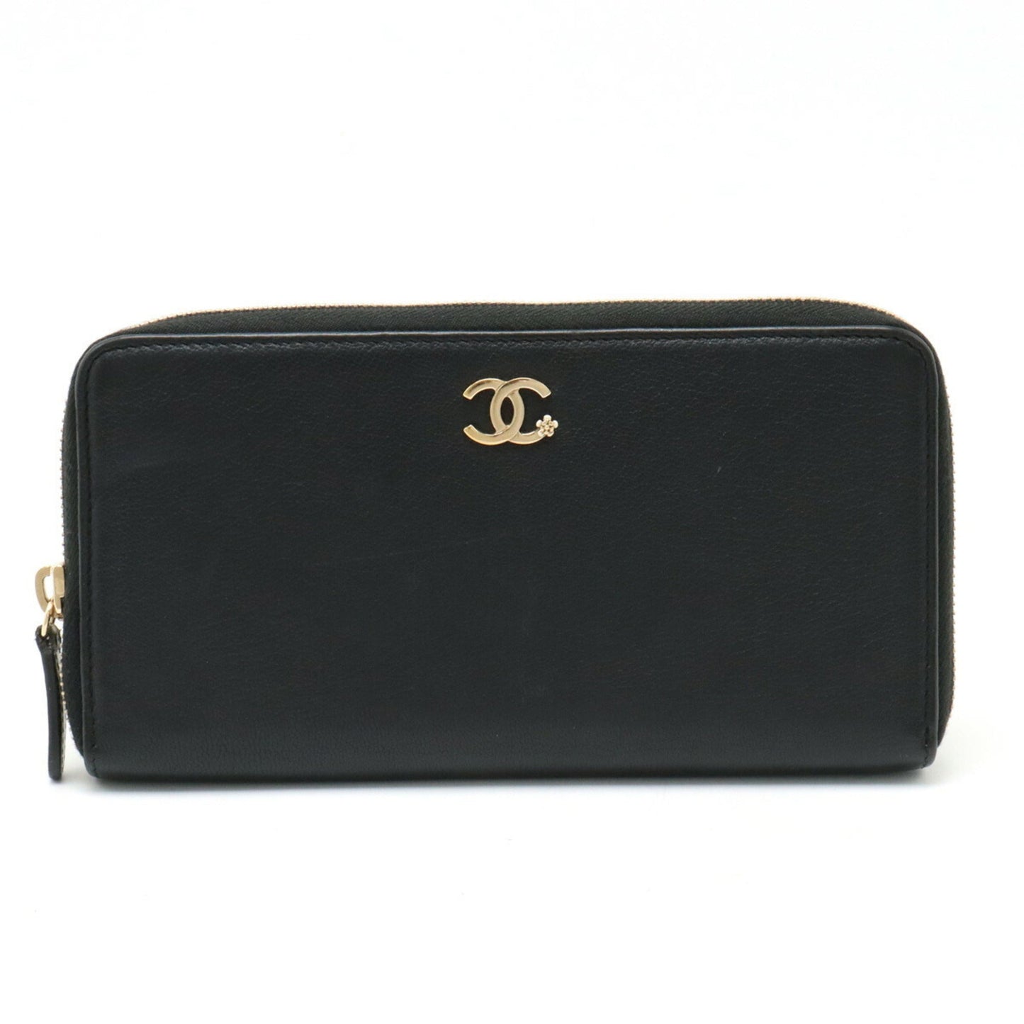 Chanel Black Leather Long Wallet (Bi-Fold) ()