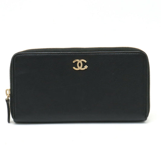 Chanel Black Leather Long Wallet (Bi-Fold) ()