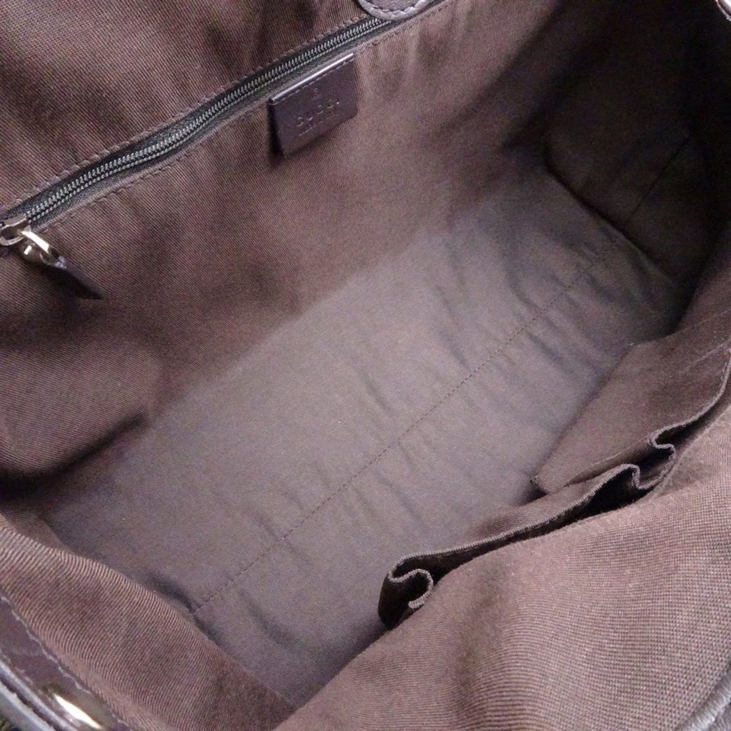 Gucci Beige Dark Brown Gg Canvas Leather Tote Bag ()