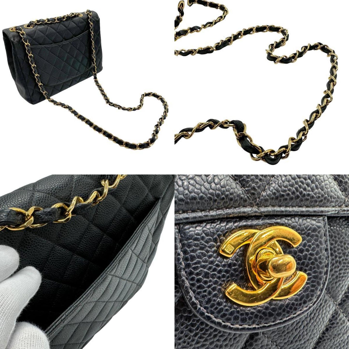 Chanel Black Grained Calfskin Shoulder Bag ()