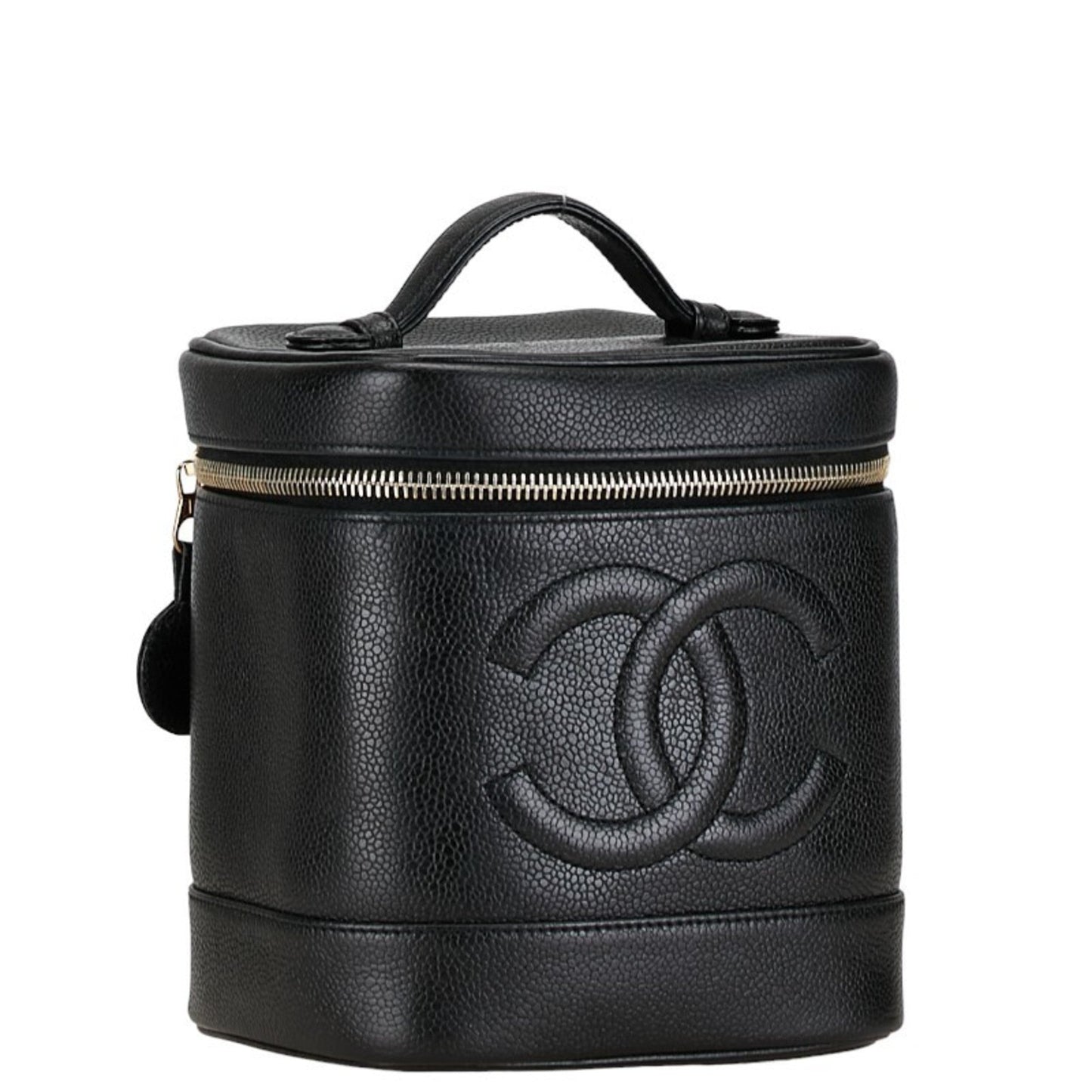 Chanel Caviar Skin Black Gold Caviar Leather Handbag Vanity Bag ()