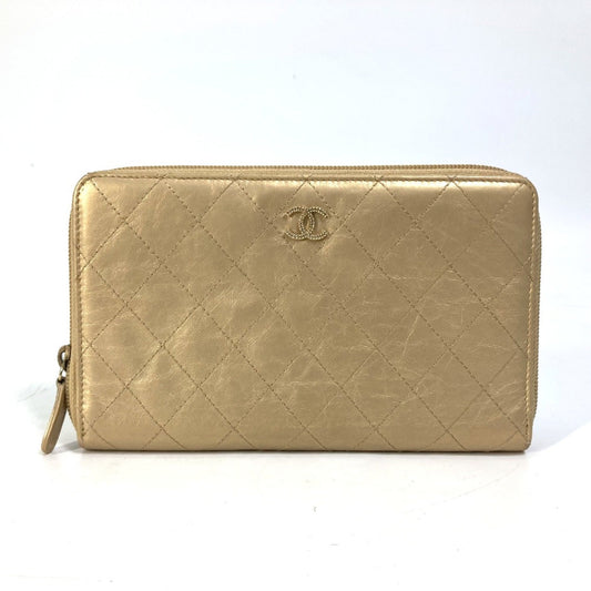 Chanel Gold Leather Long Wallet (Bi-Fold) ()