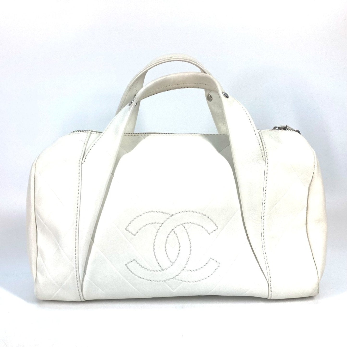 Chanel White Leather Boston Bag ()