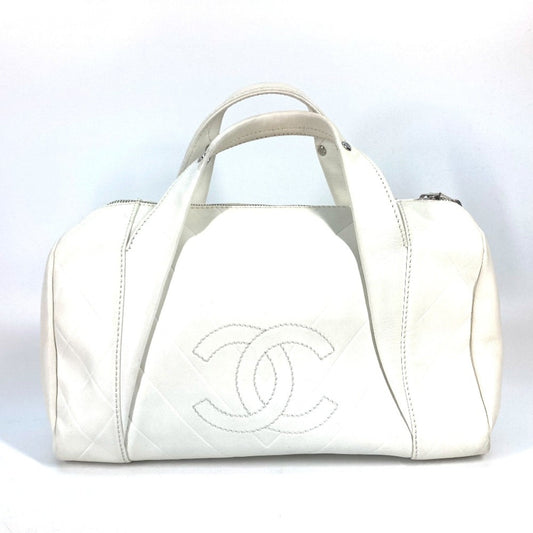 Chanel White Leather Boston Bag ()