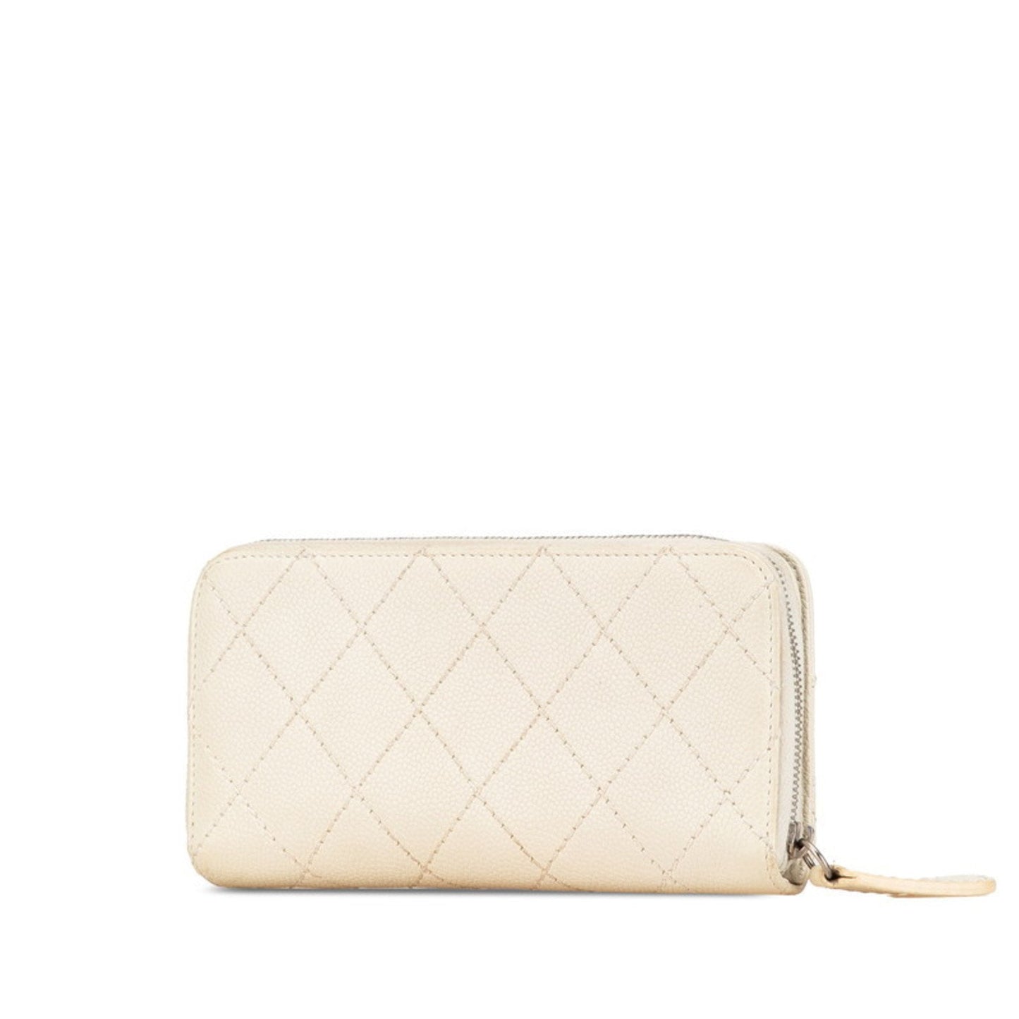 Chanel Beige Ivory Leather Long Wallet (Bi-Fold) ()